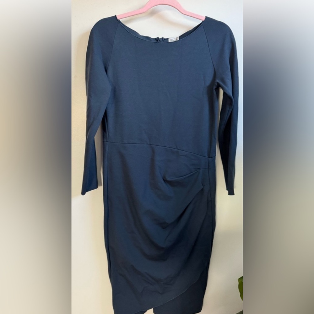 armani collezioni blue dress Size 8 Size:3x 22 Sleeve Length_Half Sweetheart A-line Red Lace
